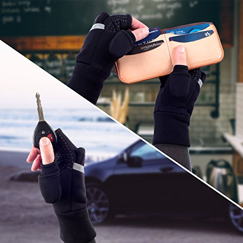 Trailheads Men's Power Stretch Convertible Mittens | Fingerless Gloves - Small/Medium #TOP2