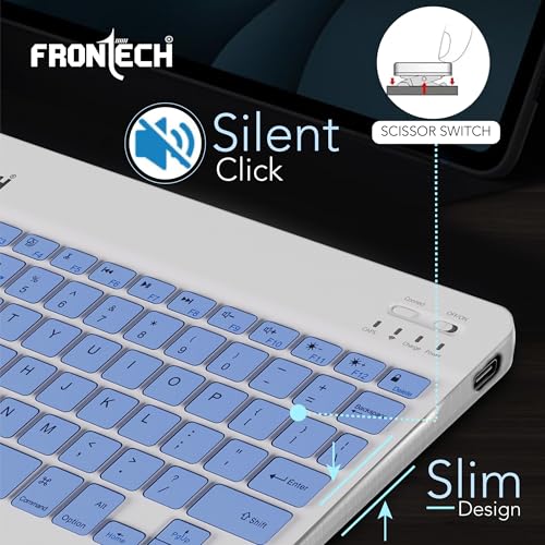 Image of FRONTECH Wireless Mini Keyboard | BT Multi-Device | 78 Keys with Functional Hot Keys | Silent Scissor Switch | 120mAh Rechargeable Battery | Android, Windows & iOS | 1 Year Warranty (FT-1603ABLU)