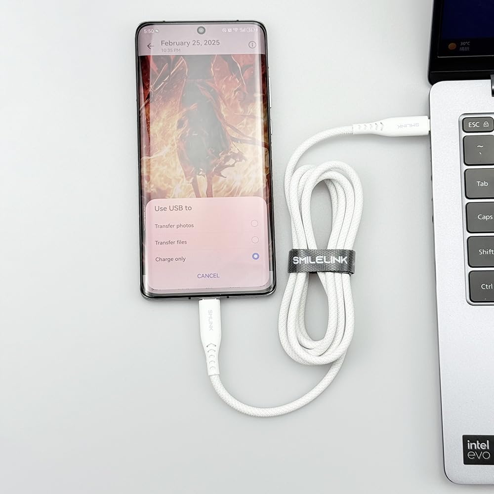 PD60W - Cavo da USB C a USB C, 1,5 m, in nylon intrecciato, ricarica rapida e trasferimento dati ad alta velocità, compatibile con iPhone 17/16/15, serie laptop, colore: bianco