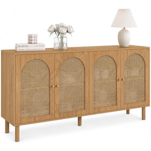 IDMarket - Aparador de 160 cm Vlora con 4 puertas en forma de arco de madera y malla tubular