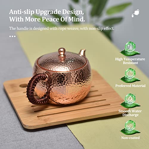 Copper Tea Kettle For Stove Top, Solid Copper Tea Pot Kettle Stovetop Teapot Thick Engraved Copper Tea Pot(Copper) #TOP1