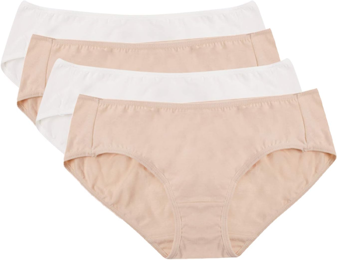 Hesta Women's Organic Cotton Basic Panties Underwear 4 Pack (Large, 2white/2natural)
