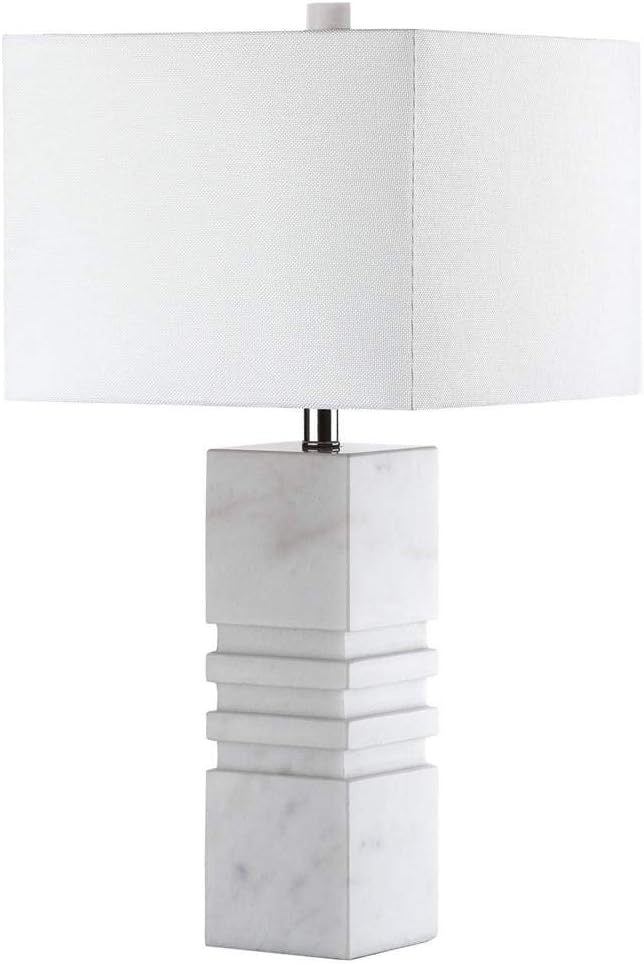 SAFAVIEH Lighting Collection Faye White Marble 27-inch Bedroom Living Room Home Office Desk Nightstand Table Lamp (LED Bulb Included)