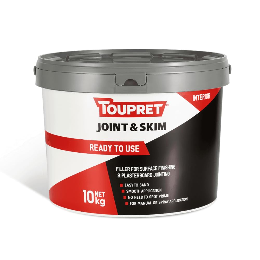 Toupret Ready to Use Joint Compound 10kg White Paste for Plasterboard Jointing, Surface Finishing, Filling