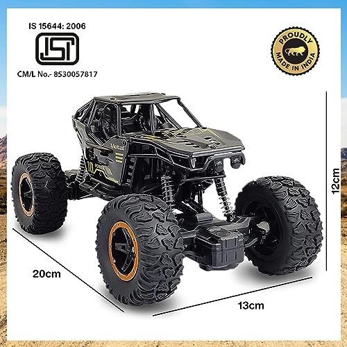 Image of Wembley Remote Control Big Size Rock Crawler Car for Kids - Off-Road RC Monster Truck with Water Mist Smoke Effect, 2WD High Speed, 45 Climbing Toy Car - Black