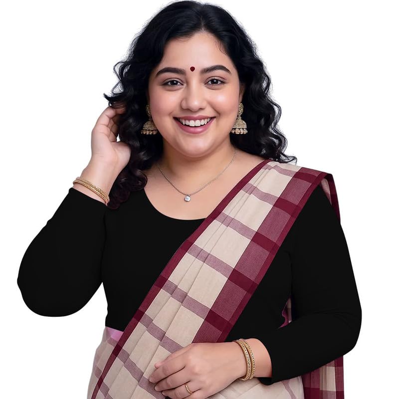 xolani Readymade Cotton Fitted Saree Blouse for Women Full Sleeve Square Round U Neck Regular fit Stretchable Pullon Western Stylish Crop Top VX19-picture-23