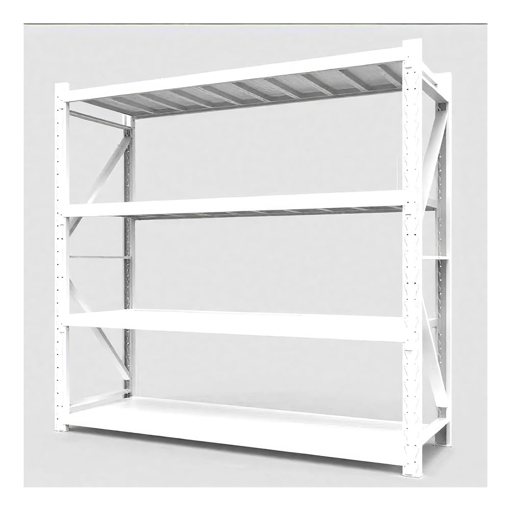 Scaffalatura in metallo resistente a 4 ripiani industriale 160 x 119,4 x 40,6 cm bianco ideale per casa, garage e uso commerciale
