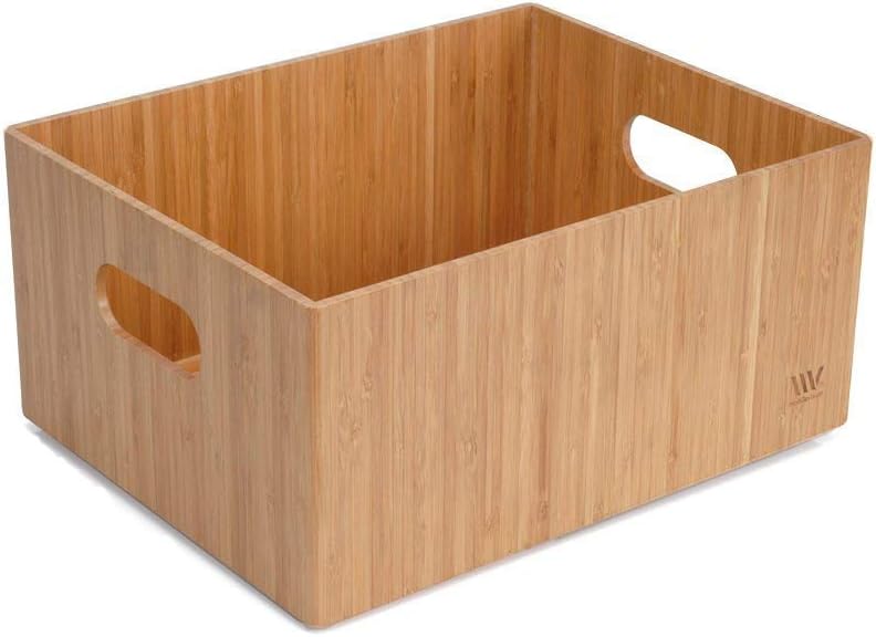 MobileVision Bamboo Storage Box, 9”x12”x 6”, Durable Bin w