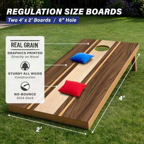 Image of GoSports 4 x 2 ft Regulation Size Wood Cornhole Boards - 10 Vintage Wood Designs (Choose Your Style)