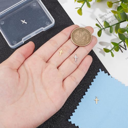 UNICRAFTALE 4Pcs 2 Colors Rhodium Plated 925 Sterling Silver Cross Charms for Charms Bracelets Jewelry Making - Image 3