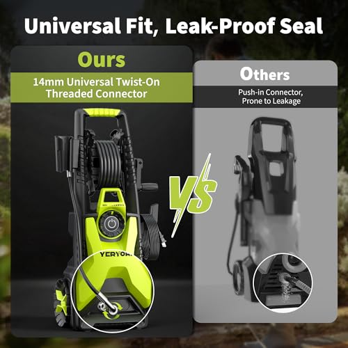 Image of Yeryork Adjustable 5000 PSI Pressure Washer,2.5 Max GPM Power Washer with 33 FT Retractable Hose Reel, Stainless Steel Lance, 500ml Foam Cannon, 4-Nozzle Set, Washer for Cars, Fences, Patios