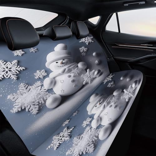 Funda de asiento de coche navideña de muñeco de nieve con protección trasera para mascotas 4
