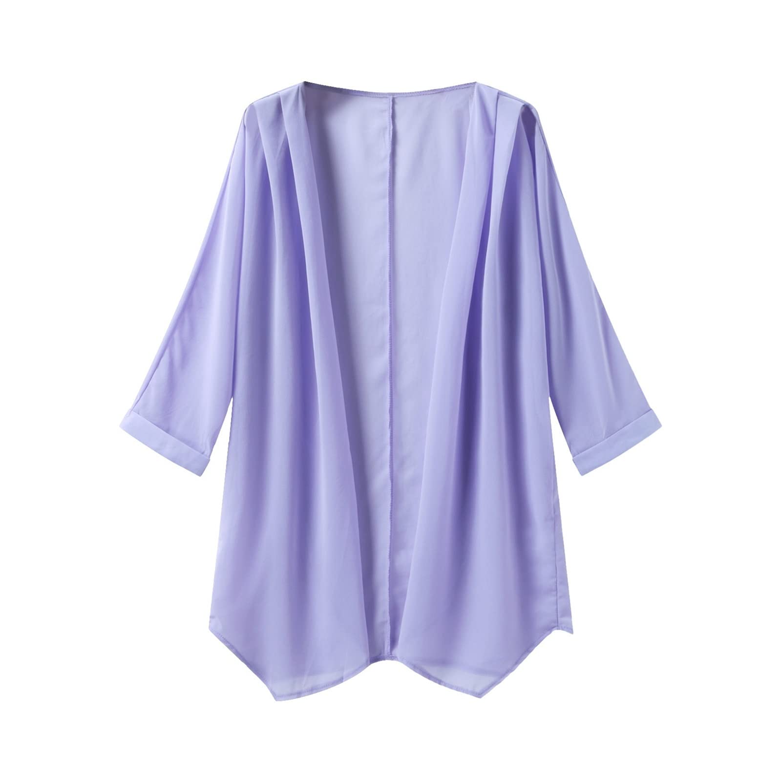 ZZSRJ Coperchio di Costumi da Bagno da Donna su Una Gonna da Spiaggia in Bikini Casual Trasparente Kimono Cardigan Shawl da Bagno Cover up (Color : Purple, Dimensione : L)