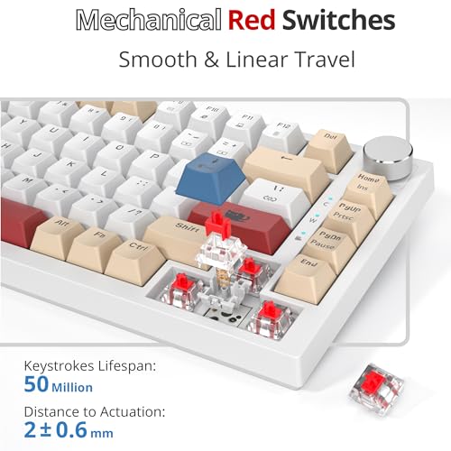 Image of Fogruaden Wired 75% Percent TKL Mechanical Gaming Keyboard, Hot Swappable, Gasket Mount, Creamy Linear Red Switch, RGB Backlit, Sound Absorbing Pads, NKRO, Compact, Custom Keyboard
