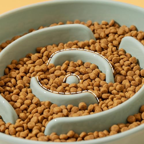 Dog Slow Feederschüssel- Anti- Rutsch- Keramik- Futterschale mit erhöhter Basis für Hunde und Welpen, Dishwasher Safe Pet Feeding Supplies Indoor Use Relaxing Mealtime 20 cm-6