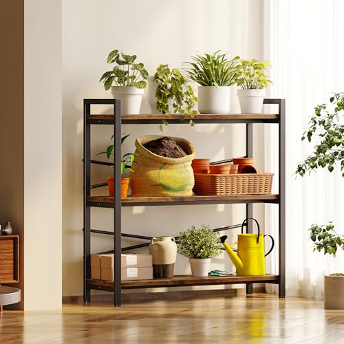Book Shelf, 3 Tier Bookshelf 31.49" Width, Book Shelf Storage and Organization, Wooden and Metal Industrial Bookcase, Large Book Shelves for Home Living Room Bedroom Office Storage(Vintage) - Image 6
