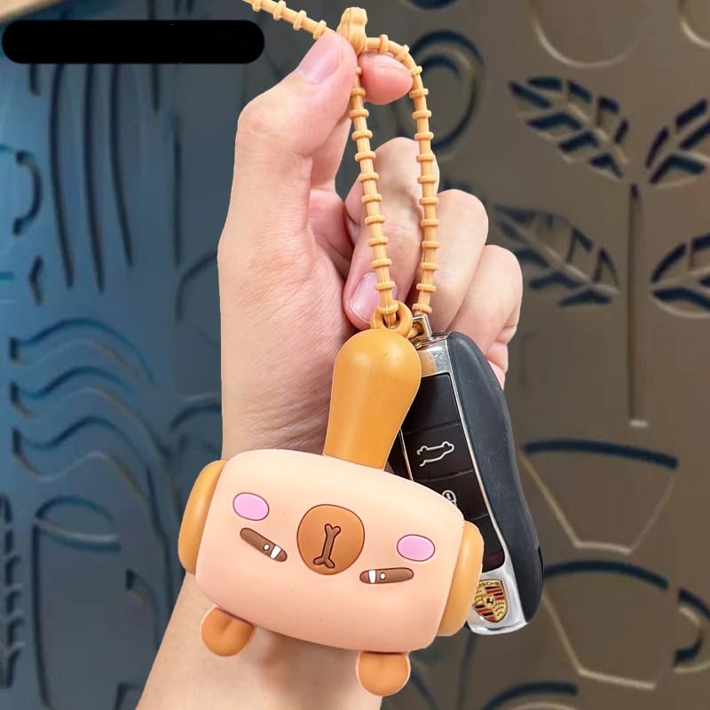 Image of SAJANI Cute Cartoon Hammer Choo Choo Keychain With Sound For Kids, Shake Left Right Musical Beep Hammer Toy, Soft Grip Cartoon Handheld Sensory Keychain For Babies & Toddlers