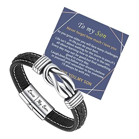 Sranich To My Son Bracelet,braided leather bracelet for Son Bracelet Gifts for Son From Mum Cover