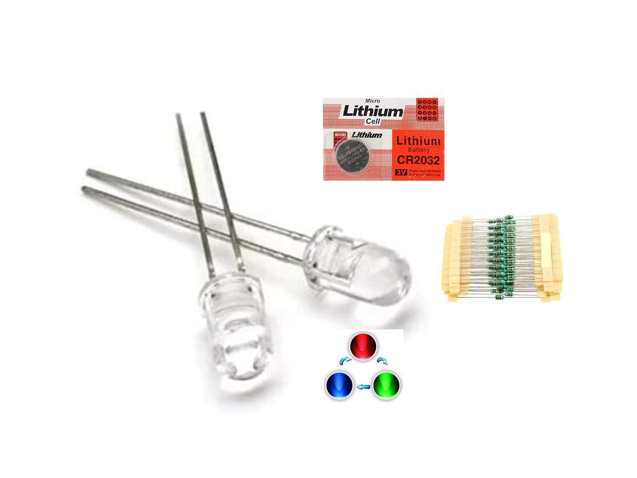 DEEP TRADING 50 Pieces 5mm RGB Auto flashing Led diodes (Red+Green+ Blue) With 50 pieces 220 ohms Resistors and 1 pc coin cell (B092R42X4V) Amazon Price History, Amazon Price Tracker