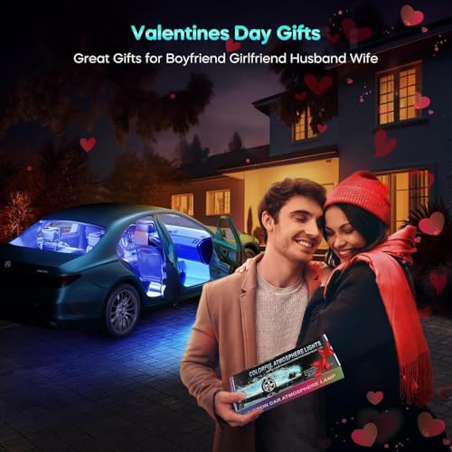 Image of 2 Pack Car LED Lights Interior, Ambient Lighting Car with Smart APP Control, Multicolor Interior LED Lights with Music Mode for Truck Jeep SUV, DC 12V