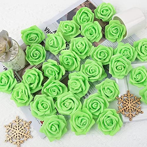 Image of VRB Dec 24 pcs Rose Artificial Flowers for Decoration,Artificial Flower,Flower for Hair Styling,Flower for Pooja, for Home Decor,Diwali. (24pcs - Green Big Foam Rose)