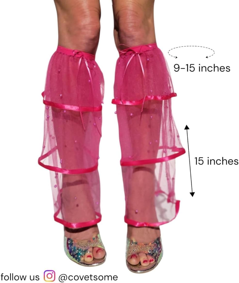 Hotpink Sheer mesh ruffled boot covers or leg warmers