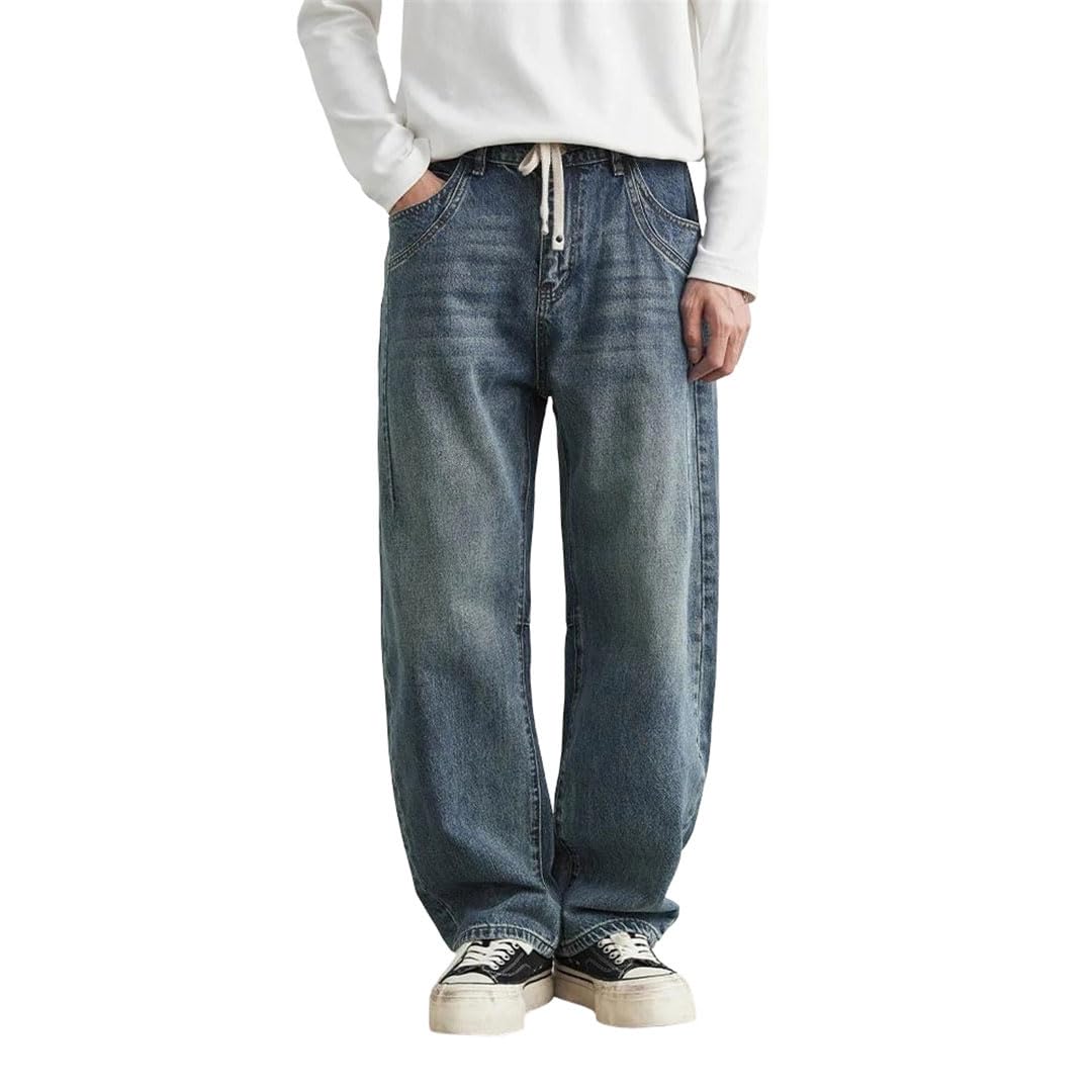 Mens Plus Size Jeans Fall Baggy Cotton Straight Wide Leg 28-40