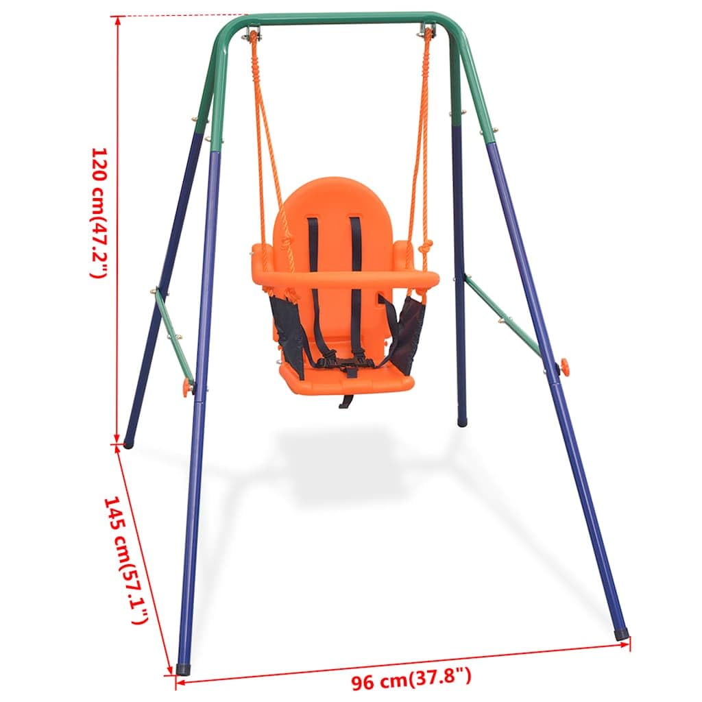 Set di altalena per bambini con imbracatura di sicurezza, sedile ergonomico, resistente alle intemperie, telaio in acciaio, sedile in plastica, per bambini da 6 a 36 mesi, max 20 kg