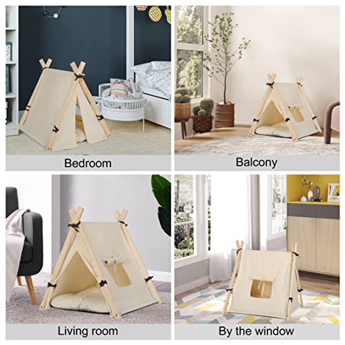 EUGAD Tipi Zelt für Katzen Hunde, Hundezelt Katzenzelt, Tipi Zelt für Haustiere mit Kissen, Hundehütte Indoor, Hundezelt Katzenzelt Abnehmbar und Waschbar, Katzenhaus Haustierhäuser 45x45x55cm