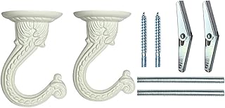 priaolker Large Swag Ceiling Hook, Hanging Plant Hook, Hook with Steel Screws/Bolts and Toggle Wings for Ceiling Mount Cavity Wall Fixing and Many Light Fixtures, Sets of 2, White