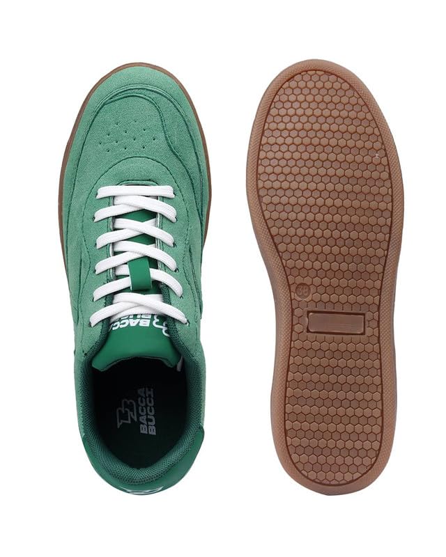 Image of Bacca Bucci Zest Women's Low-Top Walking Sneakers with Suede-Look Upper, Lace-Up Closure, Padded Collar, Perforated Toe Detail, Gum Grip Outsole, Casual Streetwear Shoes