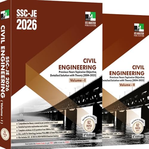 Image of SSC JE CIVIL ENGINEERING PREVIOUS YEARS TOPICWISE OBJECTIVE DETAILED SOLUTION WITH THEORY | 2026-2027 Edition