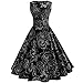Produktbild TEBAISE Damen 1950er Elegant Vintage Ärmellos Cocktailkleid Rockabilly Retro Schwingen Kleid Faltenrock Petticoat Faltenrock Hochzeit Party-Abendkleider mit Gürtel Karneval
