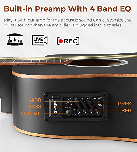 Vangoa 4/4 Guitare Électro-acoustique 41 pouces 4 Bandes EQ Pan Coupé Guitare Électrique Acoustique Adulte Pleine Taille avec Kits pour Débutants, Noir - Les Beatles, Paul McCartney, John Lennon, RIngo Starr, George Harrison Vangoa 4/4 Guitare Électro-acoustique 41 pouces 4 Bandes EQ Pan Coupé Guitare Électrique Acoustique Adulte Pleine Taille avec Kits pour Débutants, Noir – Image 4