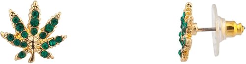 Lux Accessories - Pendientes de tuerca con diseño de marihuana, 420 hojas, color verde