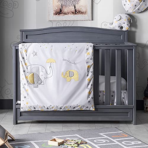 Image of QoupQuru Baby Crib Bedding Set - 100% Turkish Cotton - Nursery Crib Bedding Sets for Boys & Girls - Elephant Design - 4 Color Variations by QQ Baby (Yellow, 7 Pieces)