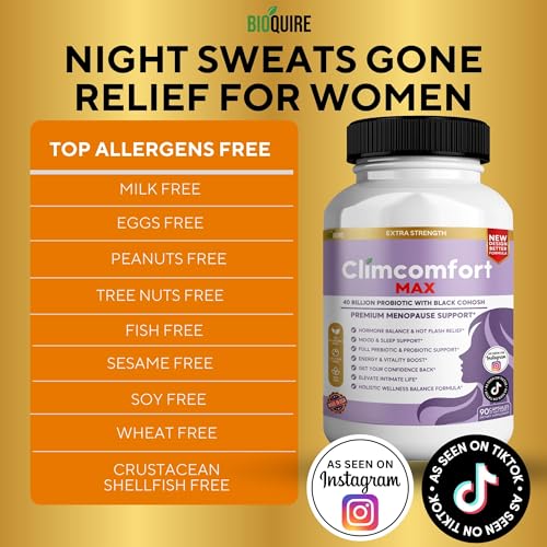 Image of Climcomfort Max Menopause Support, 40 Billion Probiotic with Black Cohosh, 90 Capsules, Hormone Balance and Hot Flash Relief (5)