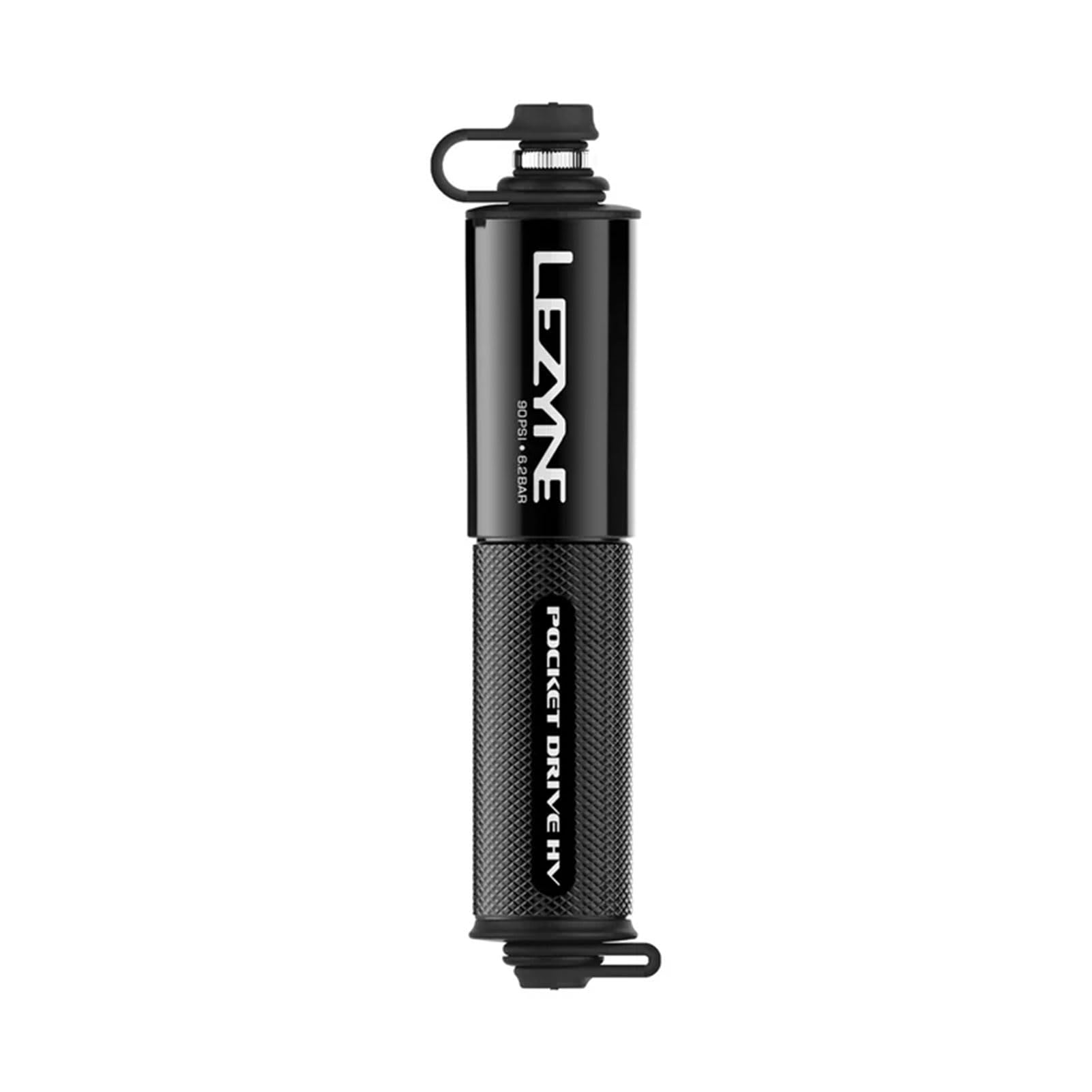 LEZYNE Pocket Drive HV Mini-Fahrrad-Handpumpe, hohes Volumen, 90 psi, Presta- und Scrhader-kompatibel, CNC-Aluminium, kompakt, Übergröße, tragbare Fahrradpumpe