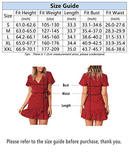 Relipop Vestido de verão feminino de manga curta com estampa e gola V casual, T5, Small