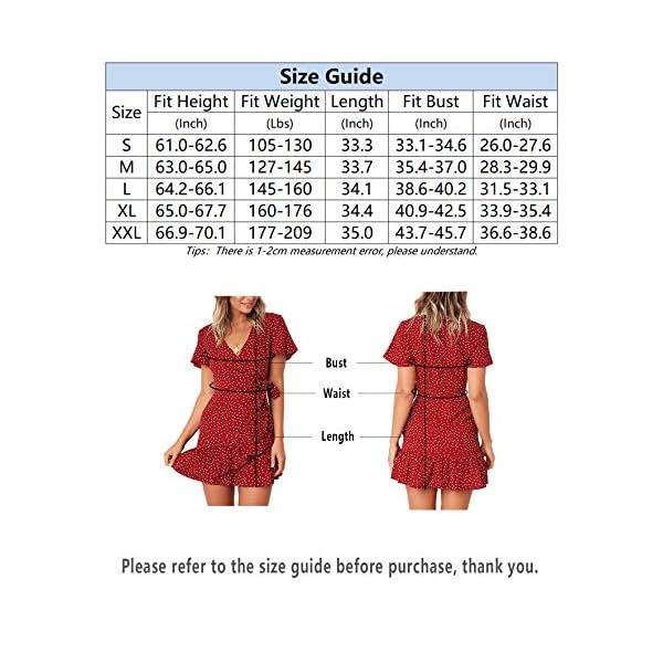 Relipop Summer Women Short Sleeve Print Dress V Neck Casual Short Dresses Red