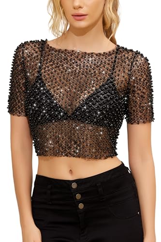 Lamé Jersey Cropped Sheer Top Lame Jersey Cropped Sheer Top