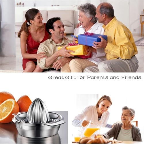 Image of Stainless Steel Manual Citrus Juicer | Hand Lemon Squeezer with Strainer Bowl | Heavy Duty Lime Juicer Press | Manual Juice Extractor for Kitchen | Rust Resistant & Durable