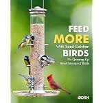 iBorn Vogelfutterspender,Futterstation für Cardinal mit 6 Anflugplätzen, 20cm Futterteller,Bird Feeder aus Aluminium Metall zum Aufhängen,Wildvögel Futtersäule,Futtersilo,Nickle-Höhe 38cm – Bild 3