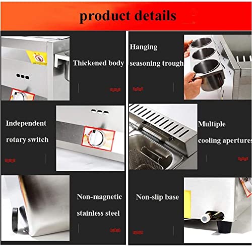 Kommerzielle Gas-Fritteuse mit Korb und Deckel, 8 l Edelstahl-Desktop-Fritteuse, Fritteuse für Hähnchen-Hausküchen-Restaurants – Bild 7