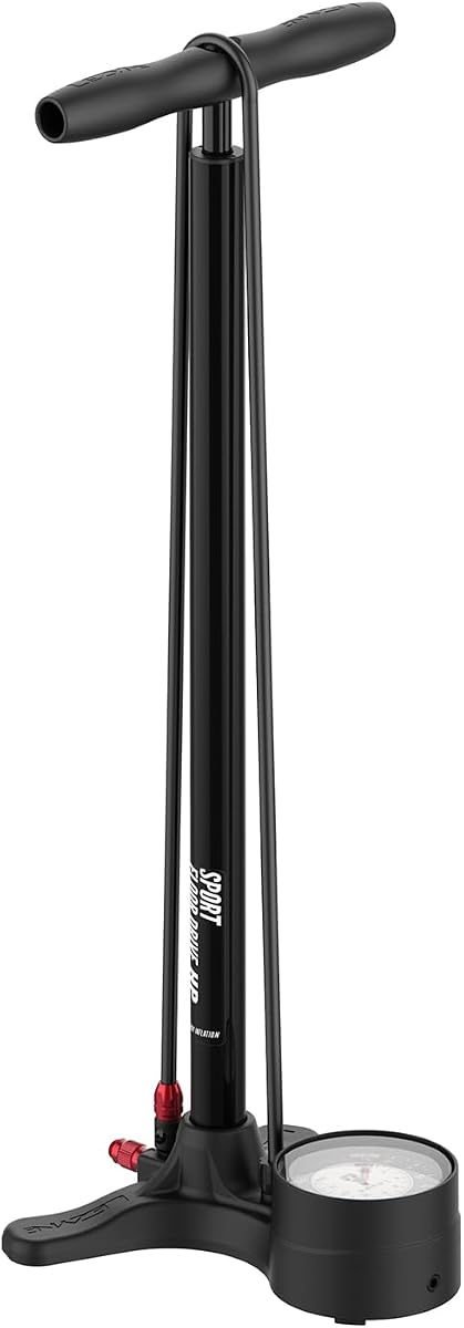LEZYNE Sport Floor Drive 3.5 Bomba de piso para bicicleta de alta presión con calibre analógico de 3.5" - Bomba de aire duradera para neumáticos de 220 PSI para bicicletas de carretera/pista - Se adapta a válvula Presta/Schrader | ABS-1 Pro HP / opciones de cabezal de válvula dual, calibre analógico, 220 PSI, matriz compuesta y acero, compatible con Presta y Schrader