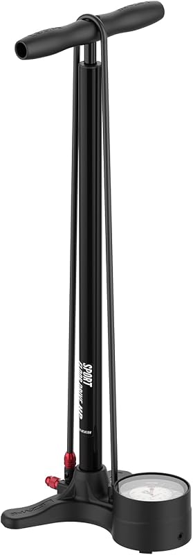 LEZYNE Sport Floor Drive 3.5 Bomba de piso para bicicleta de alta presión con calibre analógico de 3.5" - Bomba de aire duradera para neumáticos de 220 PSI para bicicletas de carretera/pista - Se adapta a válvula Presta/Schrader | ABS-1 Pro HP / opciones de cabezal de válvula dual, calibre analógico, 220 PSI, matriz compuesta y acero, compatible con Presta y Schrader