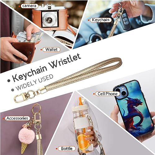 Image of KNGITRYI Small Wristlet Wallets for Women RFID Credit Card Holder Wallet Keychain Wristlet Wallet Credit Card Wallets for Women (Gold)