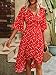 SweatyRocks Women's Half Sleeve Floral Print Wrap Dress Boho V Neck Flowy A Line Midi Dresses Red S