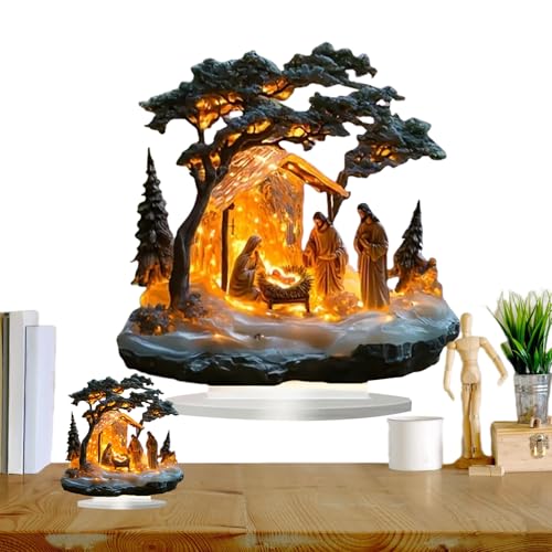 Genérico Presepio Natal | Figuras de mesa para o Natal - decorações religiosas cristãs, decoração de casa para peitoril de janela, Noc