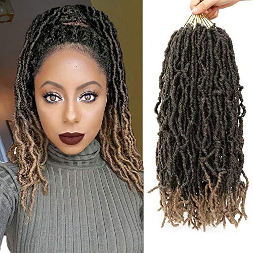 Lihui Faux Locs Crochet Hair 18 Inch Soft Goddess Locs Crochet Hair Pre-Looped Butterfly Locs Crochet Hair For Black Women(18”, 6Packs, 1B/27)